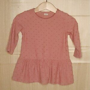 H&M Infant Girls Dusty Pink Swiss Dot Knit Dress 9 Months